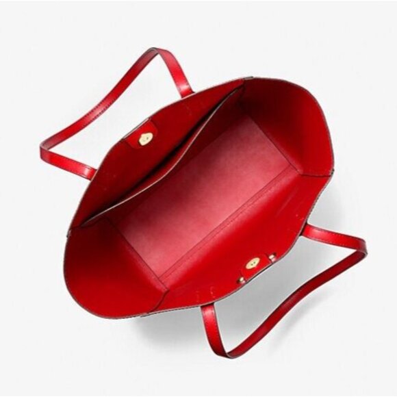 New Michael Kors Vincent Large Leather Tote Bag with Card Case Bright Red - Picture 2 of 4